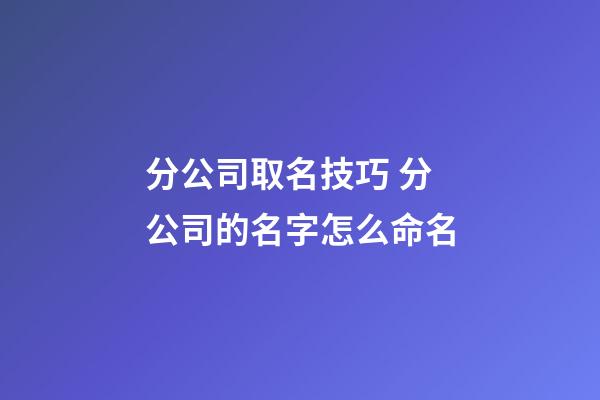 分公司取名技巧 分公司的名字怎么命名-第1張-公司起名-玄機派